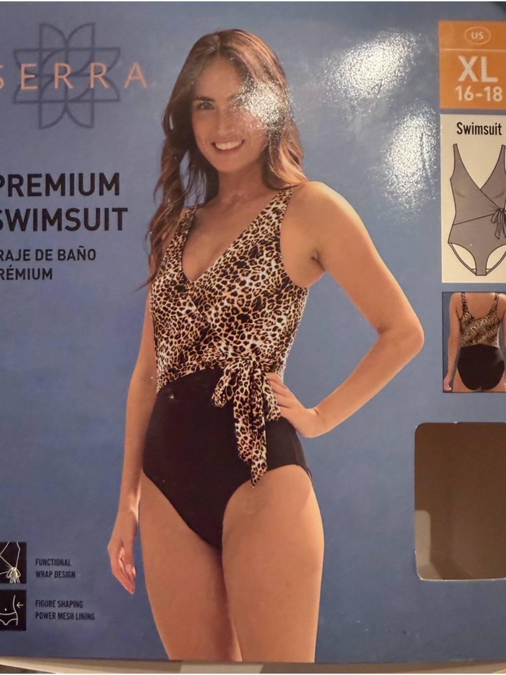 Leopard Print Wrap Front Tank swimsuit - Brown/Black - Picture 3 of 8